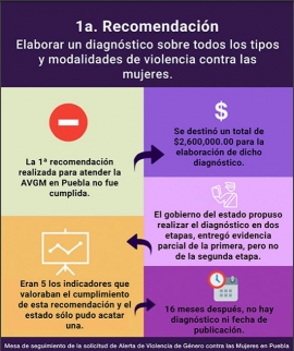Infografías sobre las once recomendaciones del grupo de trabajo conformado para atender la solicitud de AVG en Puebla