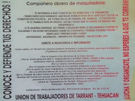 Tarrant: memoria de la lucha obrera en Tehuacán